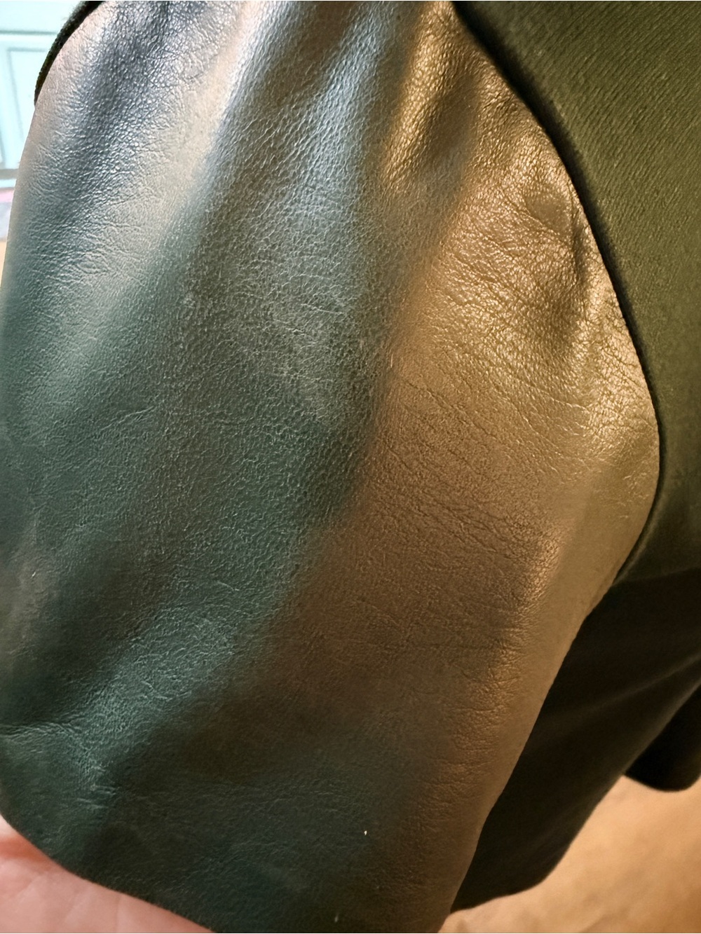 Hunter Bell New York Green Genuine Leather Sleeve Top Shirt Size - Picture 8 of 10